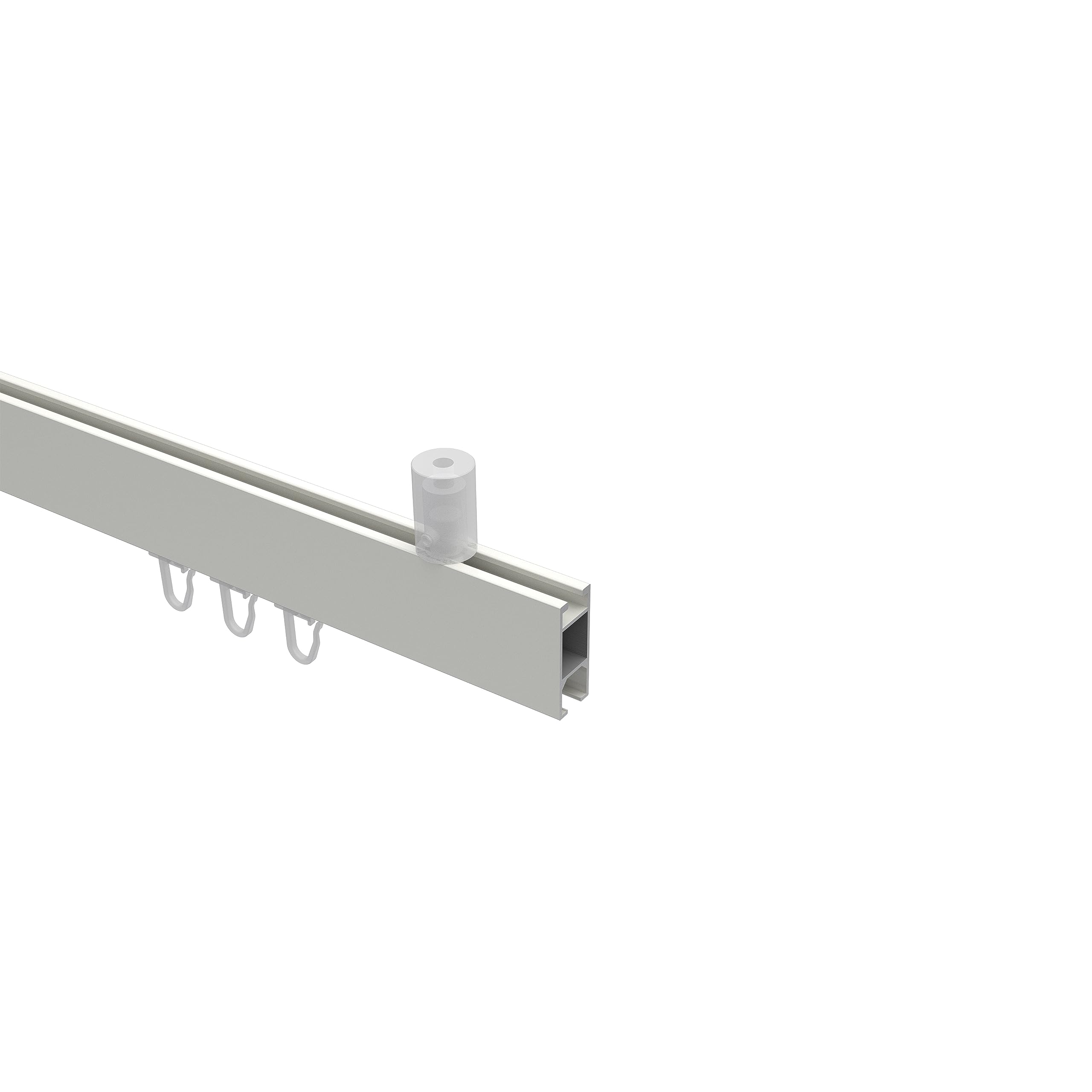 INTERDECO Innenlauf-Gardinenstange eckig 14 x 35 mm, kantige Innenlaufstange aus Metall, Weiß, zur Deckenmontage, Typ 10212934, 160 cm