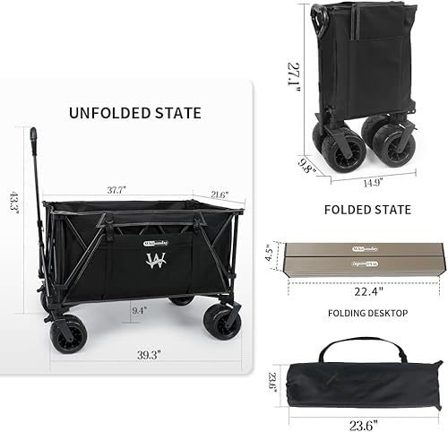 Miniatura 7 de Whitsunday Carro plegable resistente, carrito de playa plegable de 440 libras, rueda todo terreno y parque de camping utilitario extra grande con