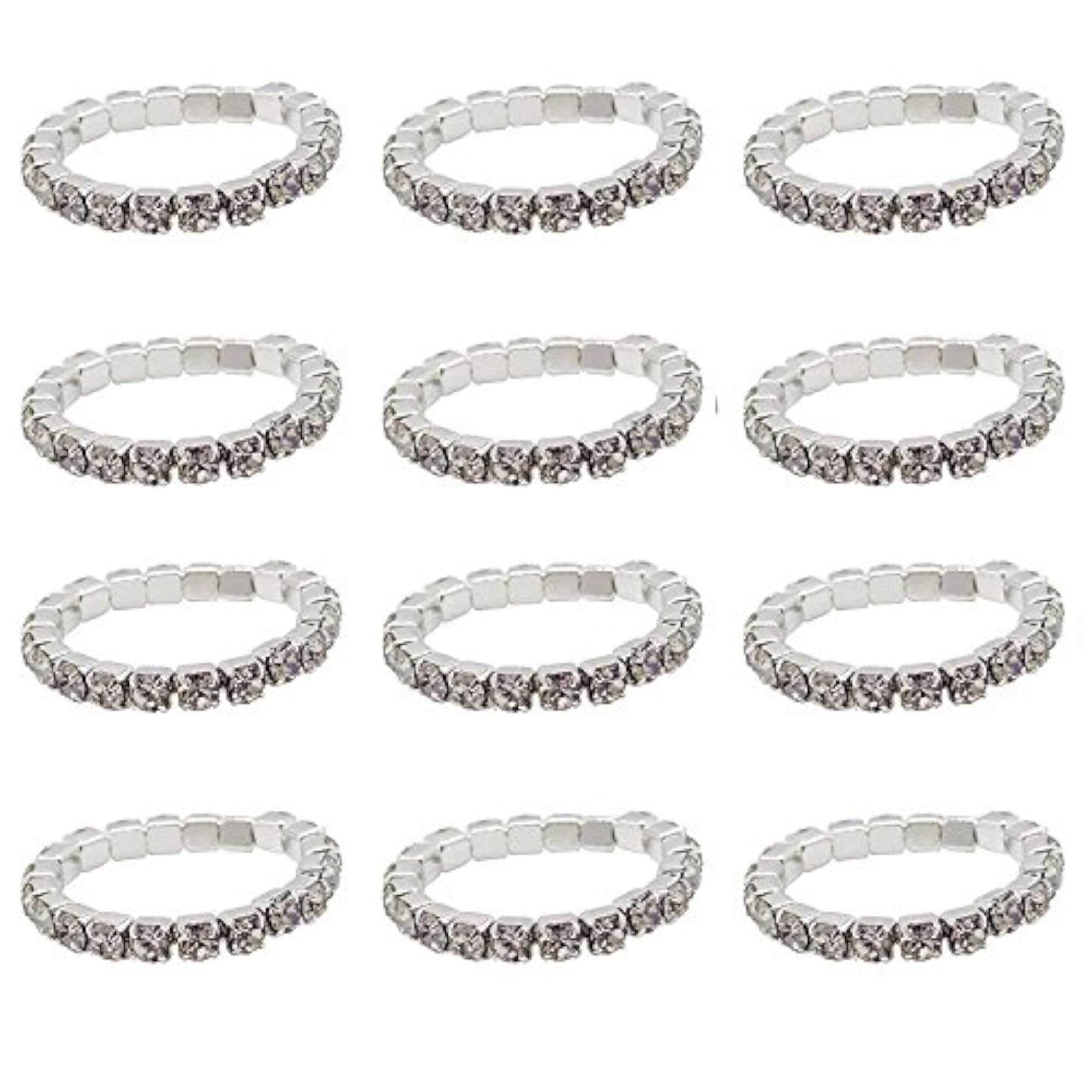 12pcs Elastic Crystal Toe Ring Jewelry Bag, Rhinestone Accessories