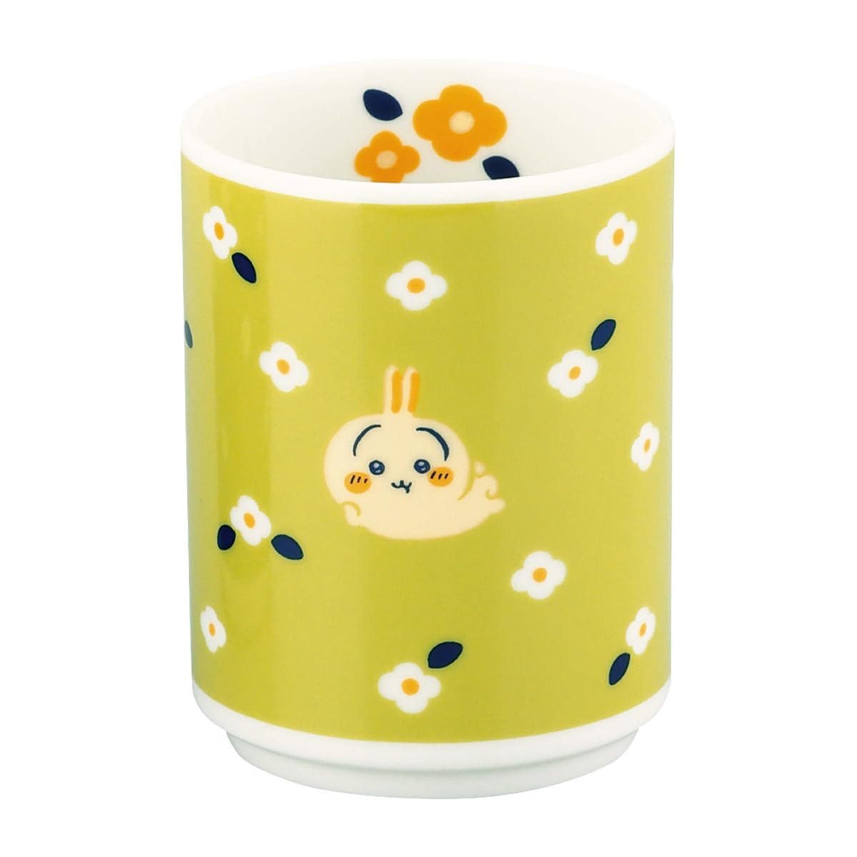Chiikawa Rabbit Yunomi Teacup 10oz Porcelain Flower Garden Yellow-Green