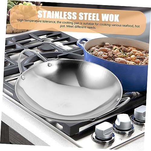 KICHOUSE Wok de Acero Inoxidable con Doble Asa Fondo Plano 2 Piezas miniatura 4