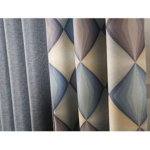 Printed Thermal Insulated Blackout Curtains Geometric Pattern Linen Curtain Pencil Pleat 2 Panels for Livingroom Bedroom,W120xL140cm - Image 3