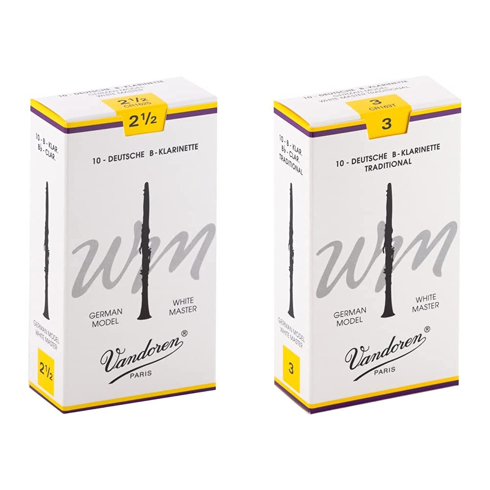 VANDOREN B-Klarinettblätter 2,5 & 3,0 Traditional (Bundles mit B-Klarinette 3,0, Schilfrohr, für deutsche Klarinette, geeignet für Vandoren D2, D4 und D6 Mundstücke)