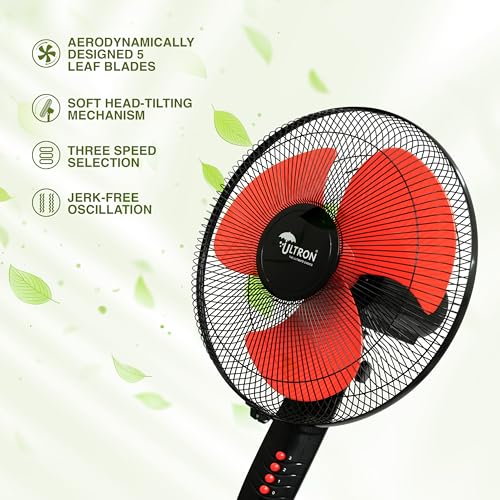 Image of ULTRON Black Thunder 2 in 1 Pedestal & Table Fan (16 Inch) | 120W Powerful Motor | 2300 RPM High Speed | 110 CMM Air Delivery | 3 Speed Control | Jerk-Free Oscillation | 2 Year Warranty