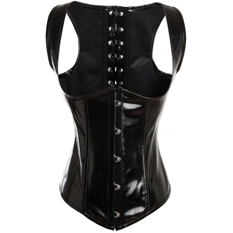 Black PU Leather Corset with Steel Buckle | Sling Back Body Shaper | Slim Fit Waist Trainer for Party-image-48
