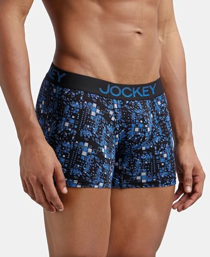 Image of Jockey FP23 Men's Super Combed Cotton Elastane Stretch Printed Trunk with Ultrasoft Waistband