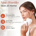 Raedia Handheld Facial Cleansing Brush with 4 Interchangeable Brush Heads by Vanity Planet - Lightweight Daily Cleansing Brush for Glowing Skin - Water Resistant Face Exfoliator - Warm Grey - Image 2
