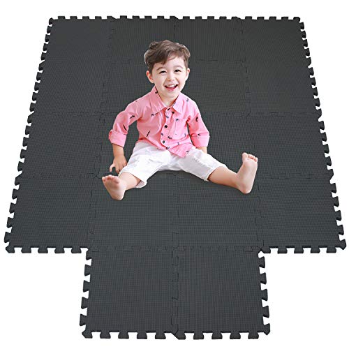 Image of meiqicool Foam Play Mat Thick Soft EVA Interlocking Foam Floor Mats Children Yoga Exercise Multi Jigsaw Puzzle Blocking Board Kids Playmats Play Black 18 Piece D