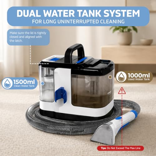 Image of Nexlev Multipurpose Spot Cleaner Machine, Carpet Upholstery Deep Cleaner | Hot Water and Steam function | Powerful Suction | 1700 Watt | Stain Remover |13 Accessories for Home & Car