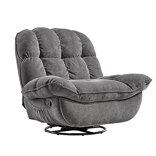 EUREKA ERGONOMICS Swivel Glider Recliner Nursery Rocking Chairs, Extra Wide Recliner Chairs for Adults, Overstuffed Chair Rocking Recliner Glider Chair, 360 Degree Swivel Chairs for Living Room, Grey