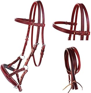 English Western Horse Leather BITLESS Bridle SIDEPULL Halter REINS 77RS01MG-F