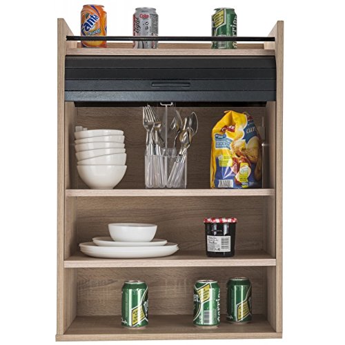 SIMMOB Meuble de Cuisine Chêne Rideau Noir ou Blanc 4 Niches 54 x 76.6 x 35,4 cm - Noir