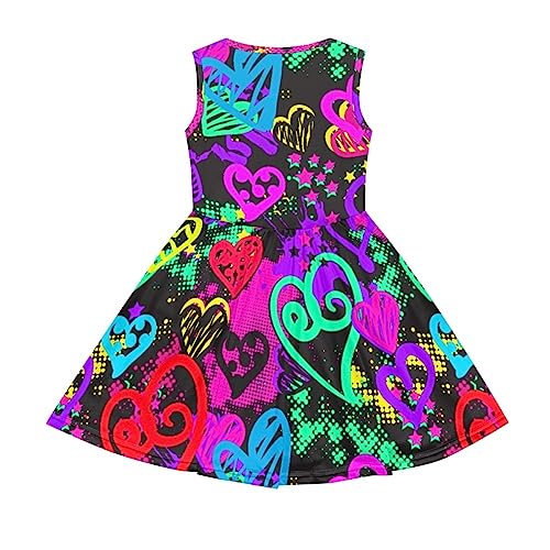 ENLACHIC Toddler Girl Summer Dresses Graffiti Printed Sleeveless Swing T Shirt Dress Casual Sun Dress 2-14 Years3