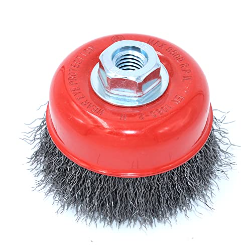 Image of HOYIN Wire Cup Brush,5 /8 inch-11NC for Angle Grinders (72363-4 inch Coarse Crimped0.014)