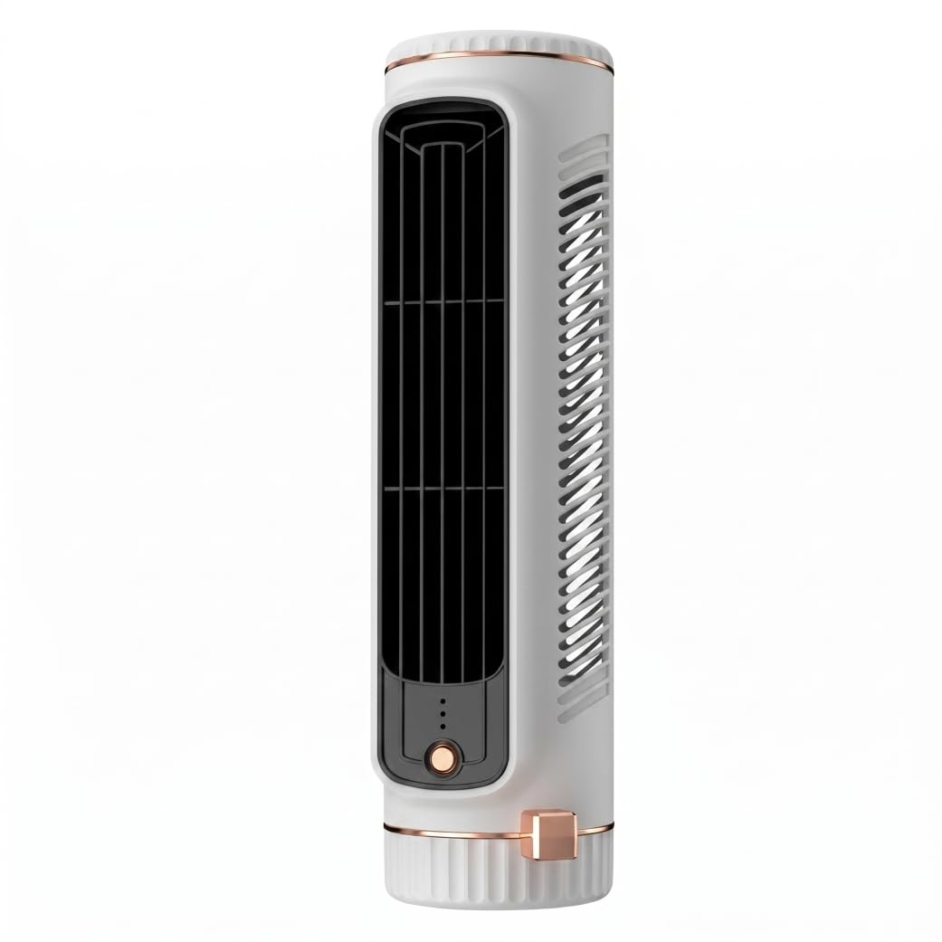Grsrkep Cold Fan for Bedroom Quiet Bladeless USB Tower Fan, 3 Speeds, Vertical & Horizontal Use, White