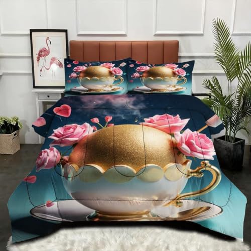 ZZXHG Edredón King Size Estampado 3D | Chica Helado Azul, Nórdico Máximo Confort para Camas Grandes, Lavable, Reversible, Incluye 2 Fundas de Almohada 50x75 cm_A16854