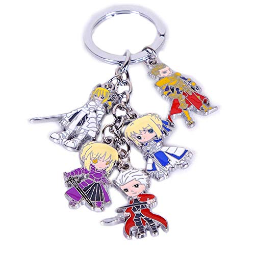 Vophifo schlüsselanhänger mit 5 Mini Chibi Figuren für Fate/stay night Fans