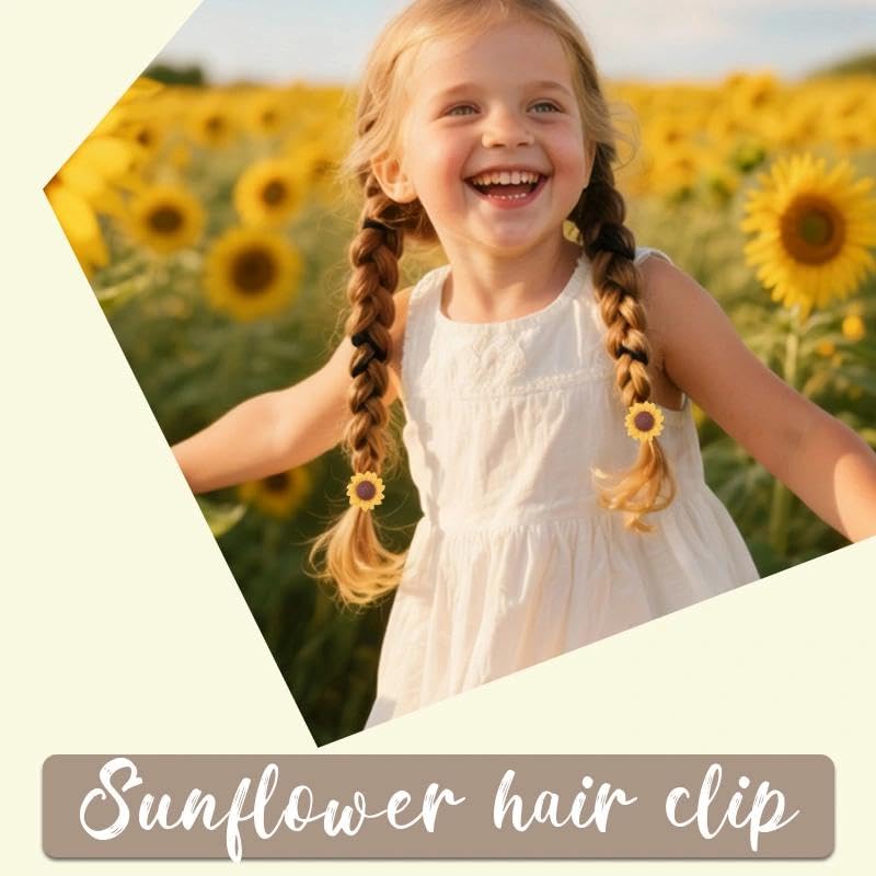 Sunflower Snap Hair Clips and Hair Ties for Baby Girls 8 PCS Yellow Flower Hair Barrettes Daisy Hair Elastics Bands for Toddlers Kids Sunflowers Hair Rope Ponytail Holder - Image 3