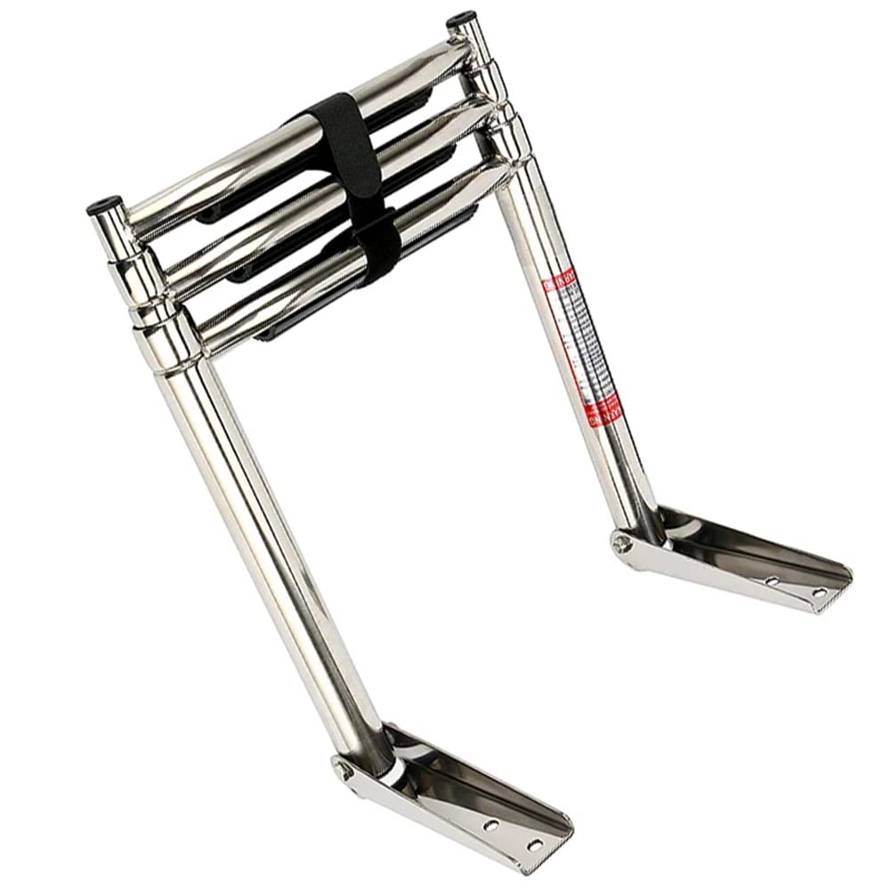 JXYQ Telescopic Marine Boat Ladder 3 Step Stainless Steel Telescoping Extendable Ladder 900 Pound Capacity Folding Boarding Ladder for Marine Yacht/Swimming Pool