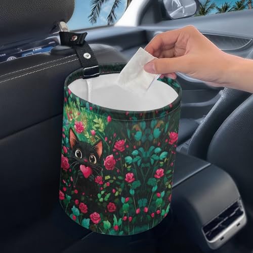 Image of Hippie Butterfly Garbage Can Mini Trash Bin Organizer Storage Bag Waterproof Portable Men Accessory Car Decor