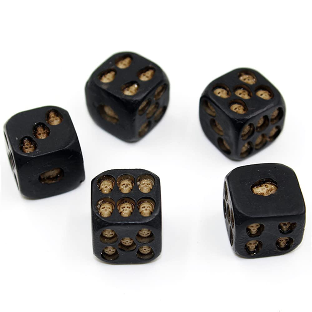 5pcs Skull Dice Scary Novelty Decorative Ornament 6 Sided D6 Dice Vintage Skeleton, Table Decoration Vintage Skull Dice for Restaurant Bar