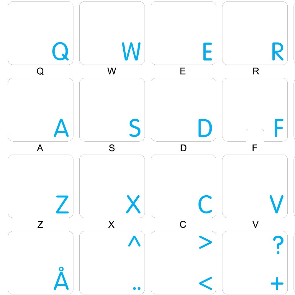 Apple Norwegian Sticker for Keyboard with Blue Lettering Transparent for Desktop, Laptop and Notebook