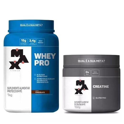 Kit Whey Protein Concentrado 1KG + Creatina 150g - Max Titanium (Vitamina de Frutas)