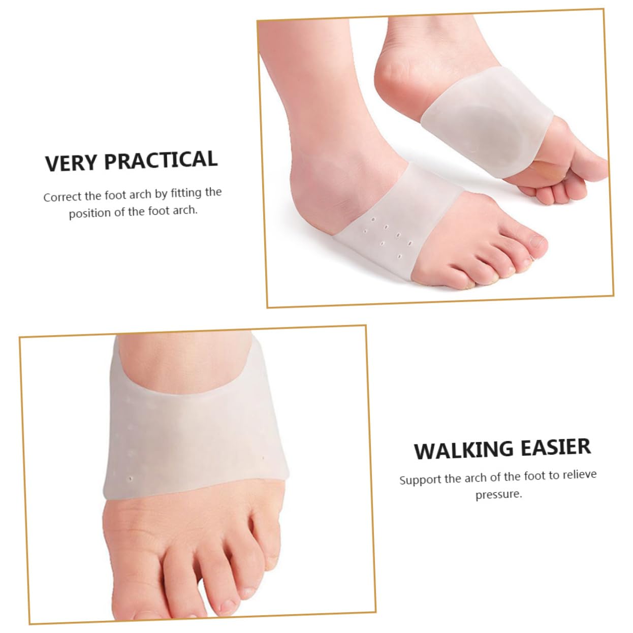 Ipetboom Flatfoot Arch Support Inserts Silicone Foot Care Pads Feet Cushion for Arch Pad Correcti