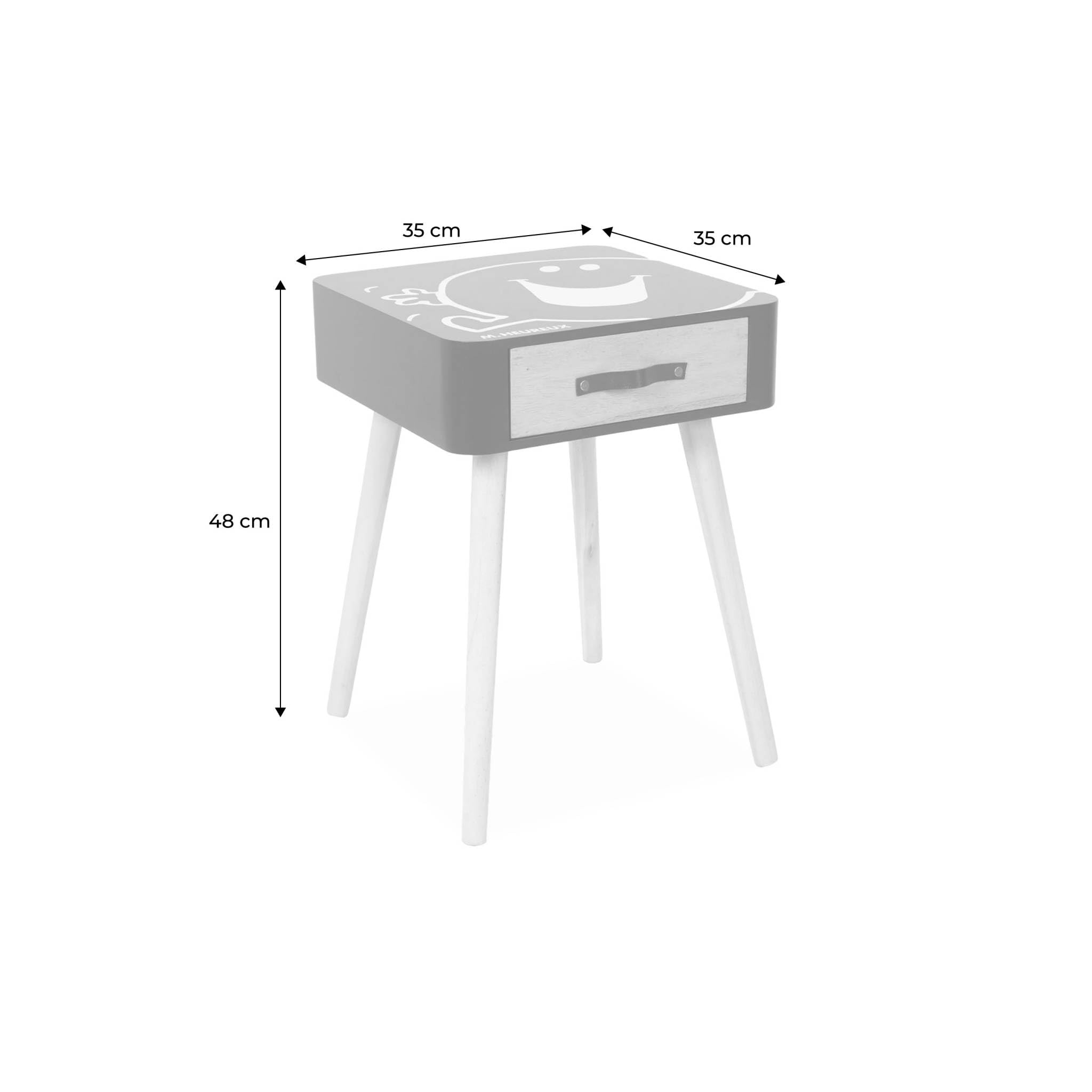 sweeek - Table de Chevet Enfant Collection Monsieur/Madame. Monsieur Heureux. Bleu Marine
