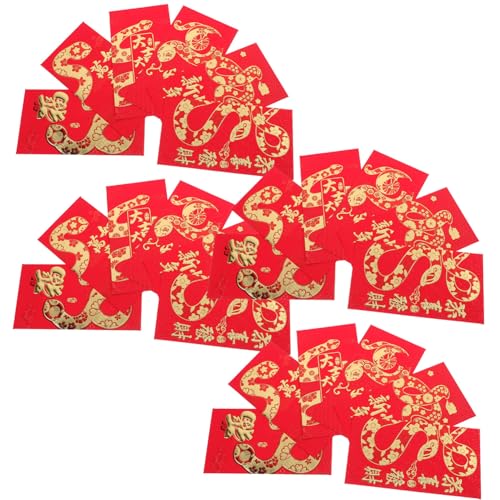 WOONEKY 24個蛇生肖カートゥーンデザイン利是封 新年祝儀袋 多用途お札封筒 結婚式や旧正月飾りに適した耐久紙製 紅包付き
