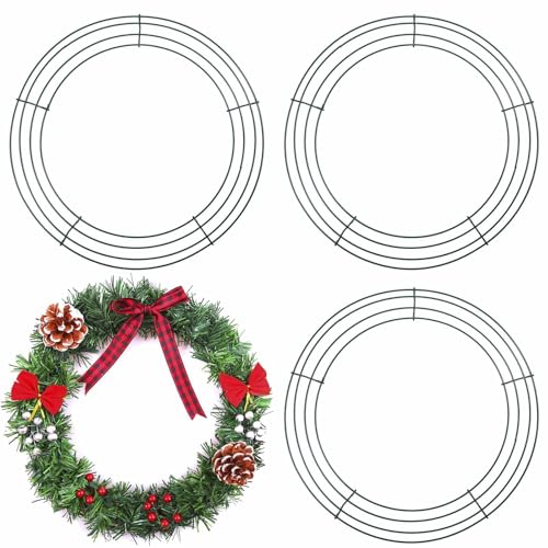 QISF 4 Pack Wire Wreath Frame 16 inch - Metal Christmas Wreath Ring Crafting Wreath Base for Xmas Thanksgiving Halloween Wedding Wreath Frame Wreath Making Supplies