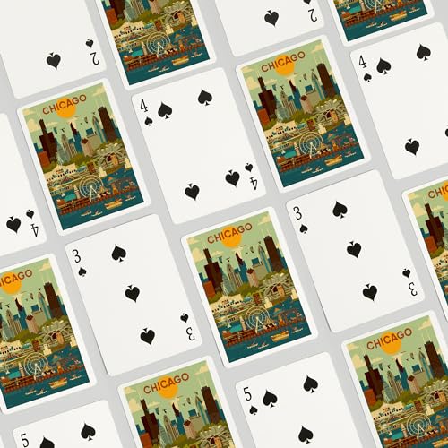 Baraja de poker Chicago Illinois geométrica 52 cartas miniatura 4