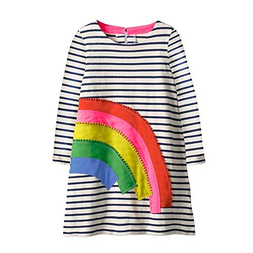 siphly Vestidos NiñA Bordado Floral AlgodóN Princesa Casual Otoño E Invierno Nuevo Vestido para Niños Vestido De Dibujos Animados para NiñA (3~8 AñOs, 80~140cm)