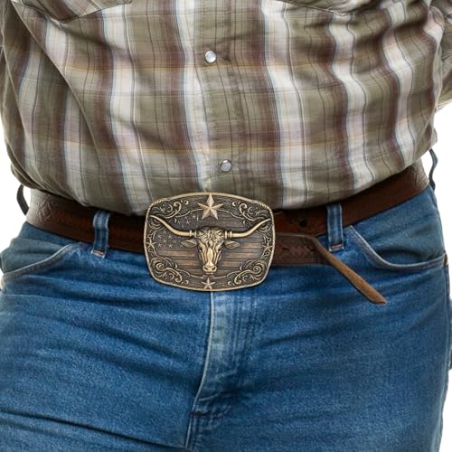 Image of Cowboy Belt Buckle for Men Longhorn Bull Belt Buckles Men Vintage Texas Buckle for Women Cowboy Cowgirl Belt Buckle