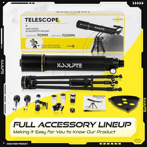 Koolpte 90700-929A Telescope,90 Mm Aperture 700 Mm - Vertisteel Az Mounting Base,High Power Telescope,Telescope For Astronomy Enthusiasts,Adults & Kids,With Carrying Bag,Wireless Remote Control thumb #7