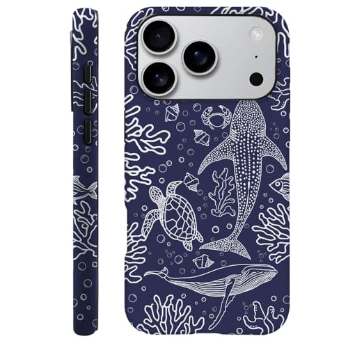 DAIZAG Case Compatible with iPhone 18 Pro/iPhone 17 Pro,Durable Shock Protection Cover for Girl Women,Navy Blue Turtle Whale Shark