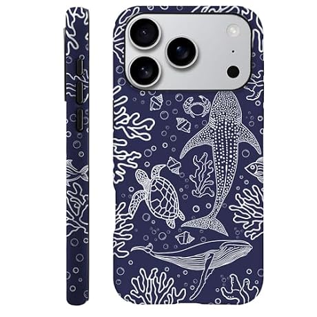 DAIZAG Case Compatible with iPhone 17 Pro,Durable Shock Protection Cover for Girl Women,Navy Blue Turtle Whale Shark