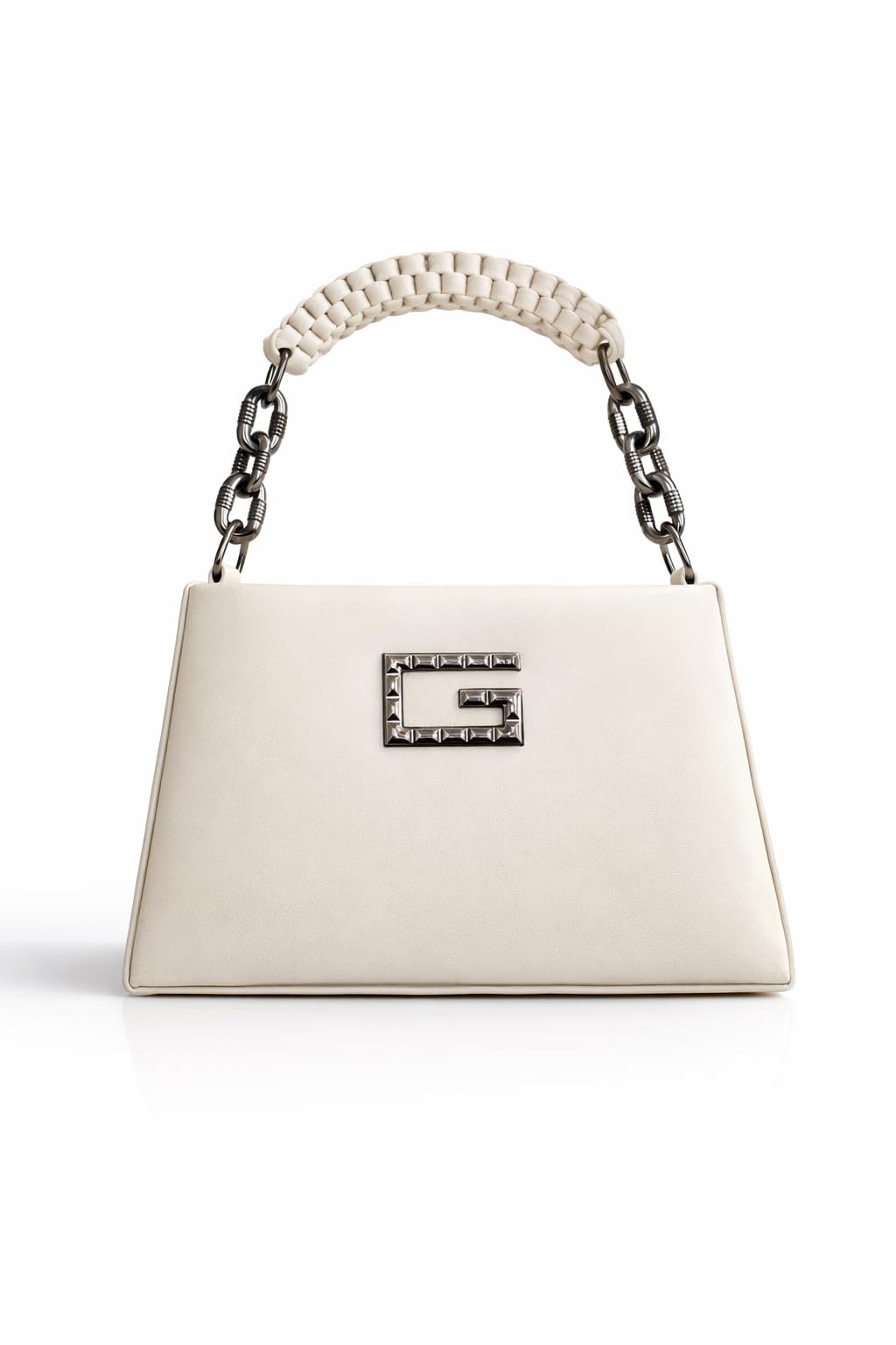 Akkc_Women’s Tan Faux Leather Handbag | Structured Top Handle Shoulder Bag with Chain Strap-image-8