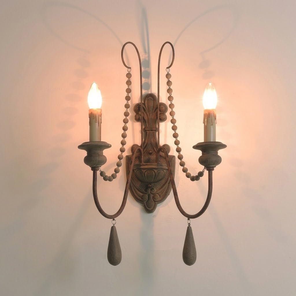 COSRUB Vintage Candle Wall Lamp, French Country Wall Lights for Hallway