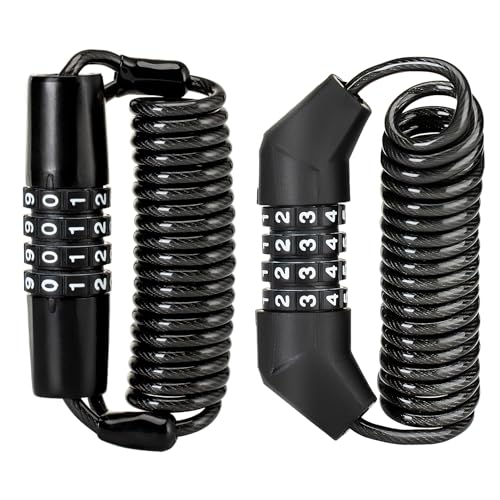 ROCKBROS Motorcycle Helmet Lock - 4 Digit Retractable Cable Lock for Bike Stroller Luggage