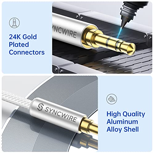 Image of Syncwire Aux Cable 3.5 mm Audio Cable - 2 m Nylon Jack Cable for Headphones, Apple iPhone iPod iPad, Echo Dot, Home /Car Stereos, Smartphones, MP3 Players and More - Silver