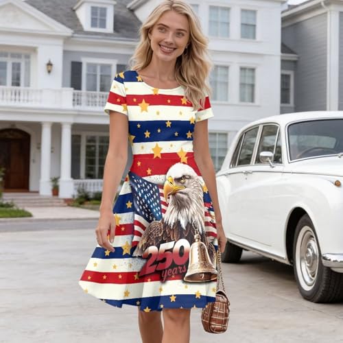Image of AFPANQZ Womens Casual Summer Lightweight Vintage Dress Short Sleeve Midi Dress Knee-Long Luxury Formal Dress