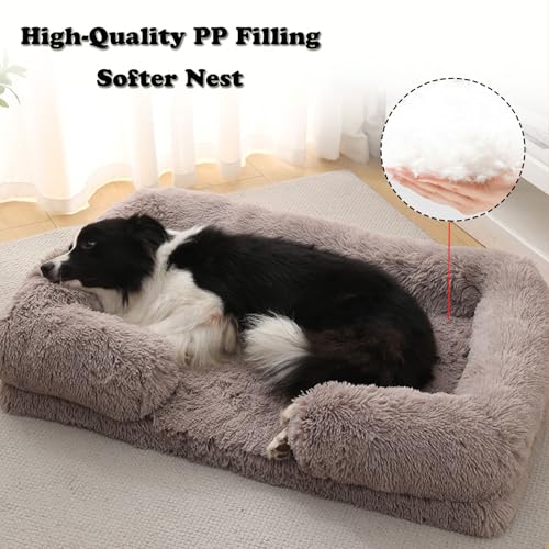 Hixingo Volltonfarbe Plüsch Hundebett Grosse Hunde, rutschfest MittelgroBe Katzenbett, Quadratisch Hundekissen, Bequem Flauschige Hundematte, für Balkon Wohnzimmer Reisen (Bunt,XXL)