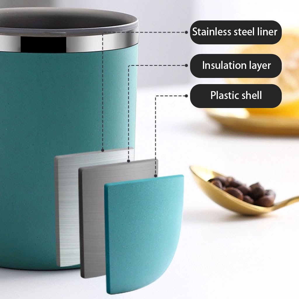 Taza de café aislada para Oficina en casa, Taza de Acero Inoxidable con Tapa y asa, Tazas de Leche Creativas, Taza para Beber de 400ml/14,1oz