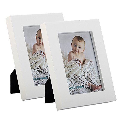RPJC 3.5x5 Picture Frames (Set of 2) Made of Solid Wood High Definition Glass for Table Top Display and Wall Mounting Photo Frame White