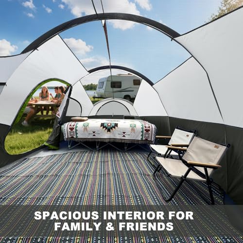 Image of CAMPROS CP Tent 8 Person Camping Tents, Weather Resistant Family Tent, 5 Large Mesh Windows, Double Layer, Divided Curtain for Separated Room, Portable with Carry Bag