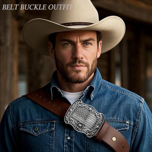 Cowboy Belt Buckle for Men Women Vintage Rodeo Texas Map 1836 Longhorn bull Western Belt Buckles