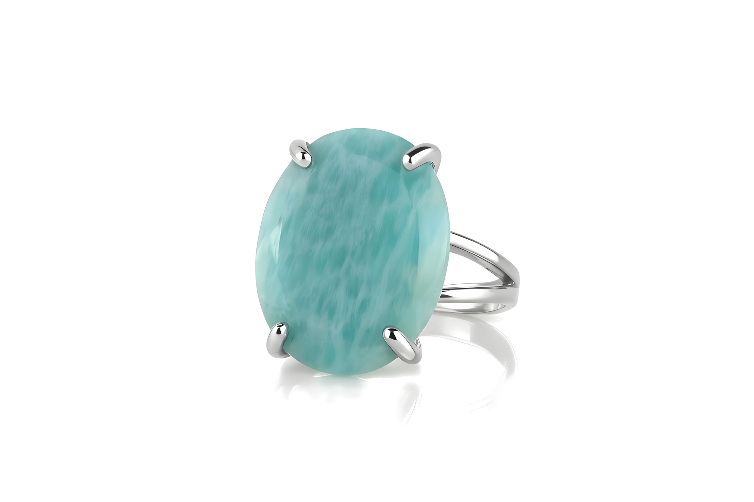 Ovalados Únicos para Mujer - Anillo de Amazonita en Plata de Ley 925 - Joyería de Piedra Artesanal para Mujer - Anillo de Colección y Regalo 925 - Caja de Joyería Incluida