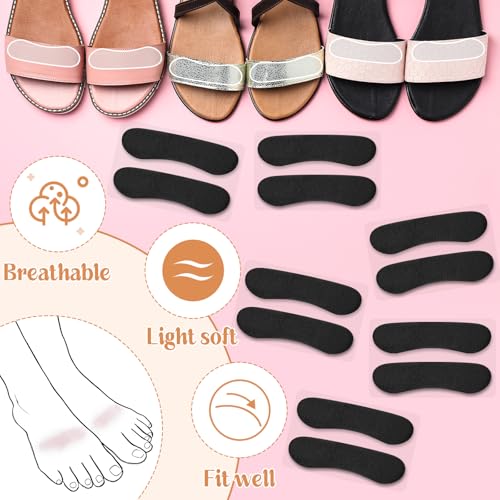 Image of Cutecrop 6 Pair Sandal Shoe Strap Extender Heel Sandal Strap Cushion Strips Heel Grips Liner Insert for Shoes Too Big Preventing Slipping, Rubbing, Non-Slip(Black)