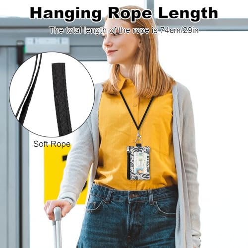 Image of Minimalist RFID Wallet with Lanyard, Multi-functional ID Case with 2 Zipper Pockets and Key Chain for Men and Women, Tactical Badge Pouch Cards Holder, Coin Purse for Travel Sports - Two-Tone
